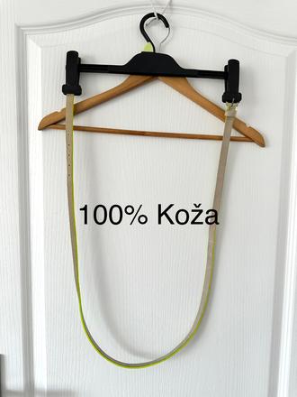 Tenký kožený opasok brax béžový semiš neónové okra, 