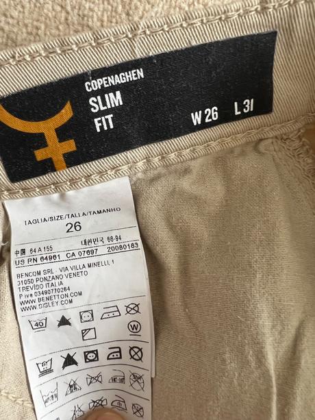 Krémové nohavice riflového typu slim fit, sisley,34