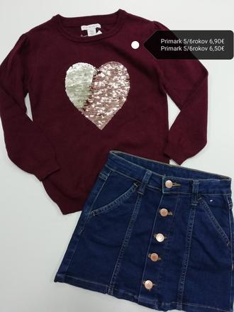 Bordový sveter so srdcom meniaci, primark,116