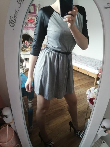 Šedé komfortné šaty - rukávy na štýl koženky, new look,m