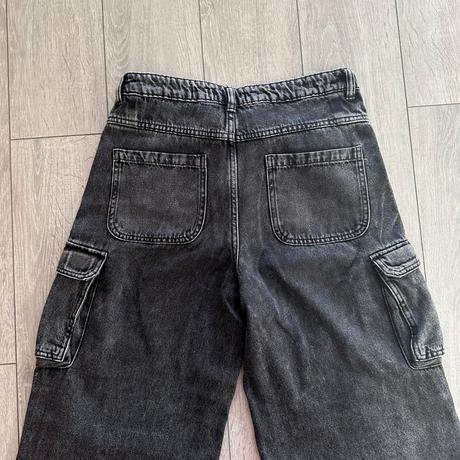 Široké čierne džínsy/rifle s vysokým pasom, house,38