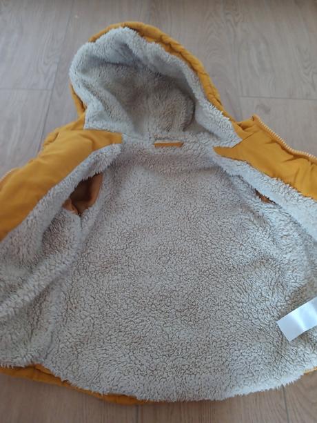 Horčicová bunda zimná podšitá kožušinkou, pepco,98