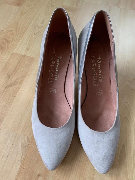 Sivo-strieborné, kožené lodičky tamaris heart sole, tamaris,40