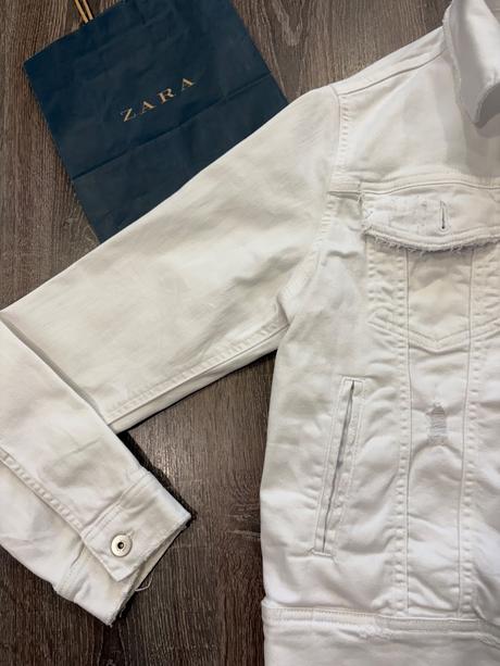 Zara biela štylova riflova bunda xl, zara,xl