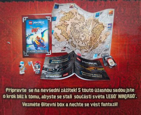 Kniha + príslušenstvo lego ninjago "bitevní box",
