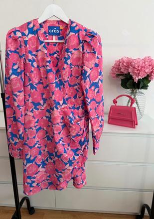 Luxusné kvetinové šaty crās modro-ružové, 36