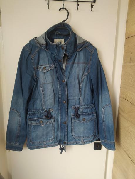 Riflová bunda s kapucňou, c&a,40