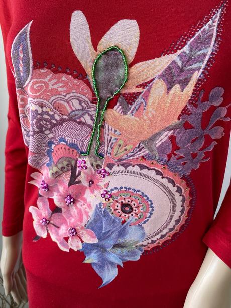 Dámske červené tričko desigual mko, desigual,m