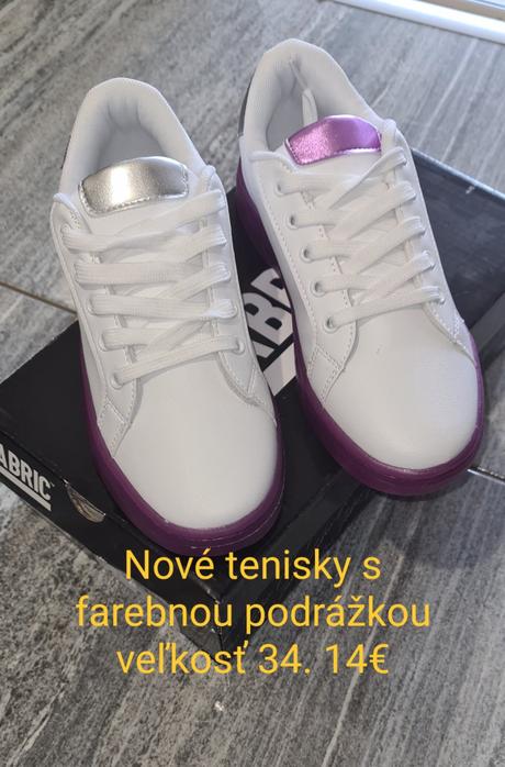 Nové tenisky s farebnou podrážkou, 34