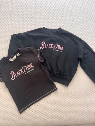 Crop topy black pink, h&m,146