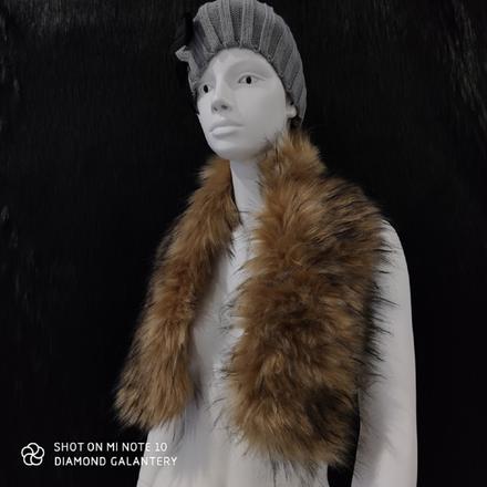 Kožušinový golier - 90 cm - hnedý melírový ii, 