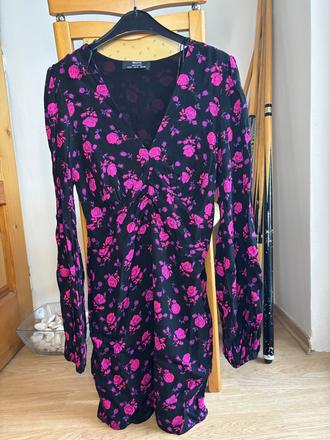 Mini šaty s dlhým rukávom, bershka,s