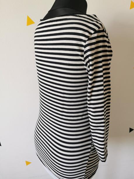 Tehotenské 3/4 rukávové biele čierné pásikavé trič, h&m,s