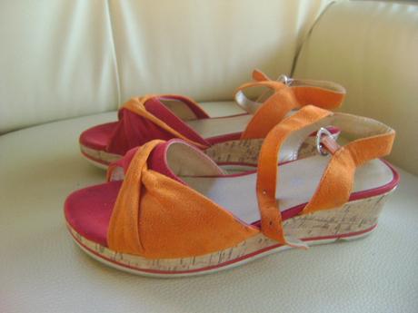 Oranžovo-červené sandálky,36, graceland,36
