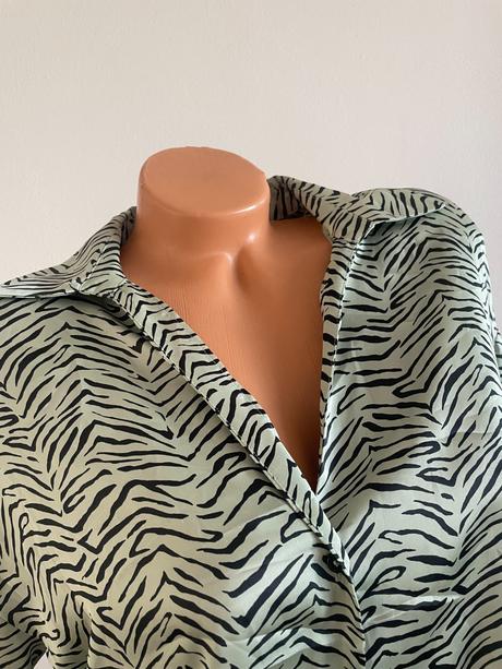 Saténová zeleno čierna košeľa, zara, s