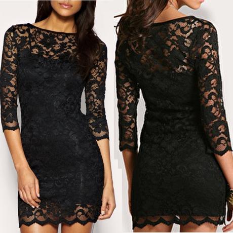 Čierne čipkované šaty, m