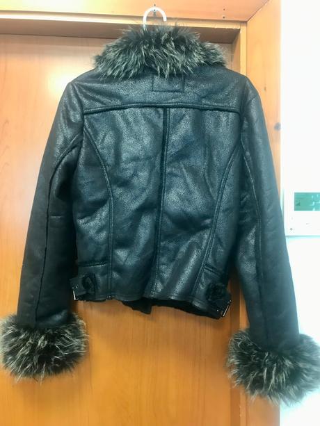 Bunda z imitácie kože s kožušinou, xl sedí menej, xl