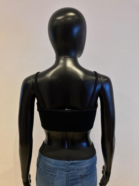 Čierny crop top s bielym nápisom bershka (s), bershka,s