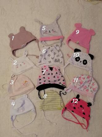 Mix jarné / letné čiapky na uväzovanie, 68–80