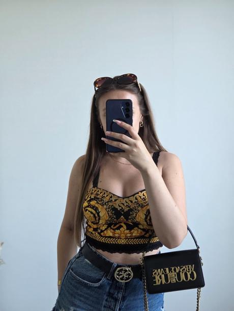 Vzorovaný crop top s/m, s