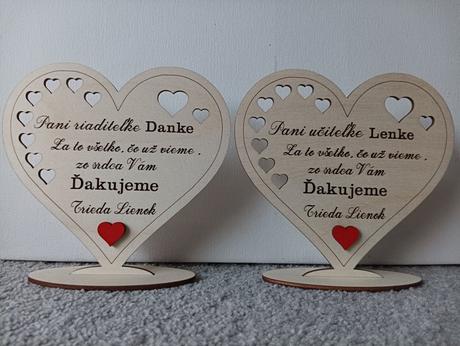 Drevené srdiečko pre p.učiteľky, 