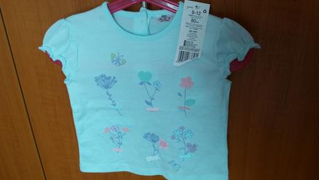 Tricko s kvietkami a motylikmi este s visackou, f&f,80