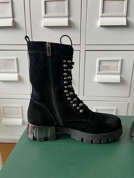 Čierne čižmy brúsená koža v.38, 38