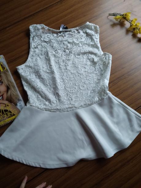 Damsky čipkovaný top s peplum, h&m,m