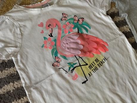 Tričká plameniak a nápis 146/152, h&m,146