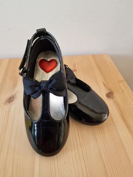 H&m lakované čierne sandálky s mašľou, veľ.25, h&m,25