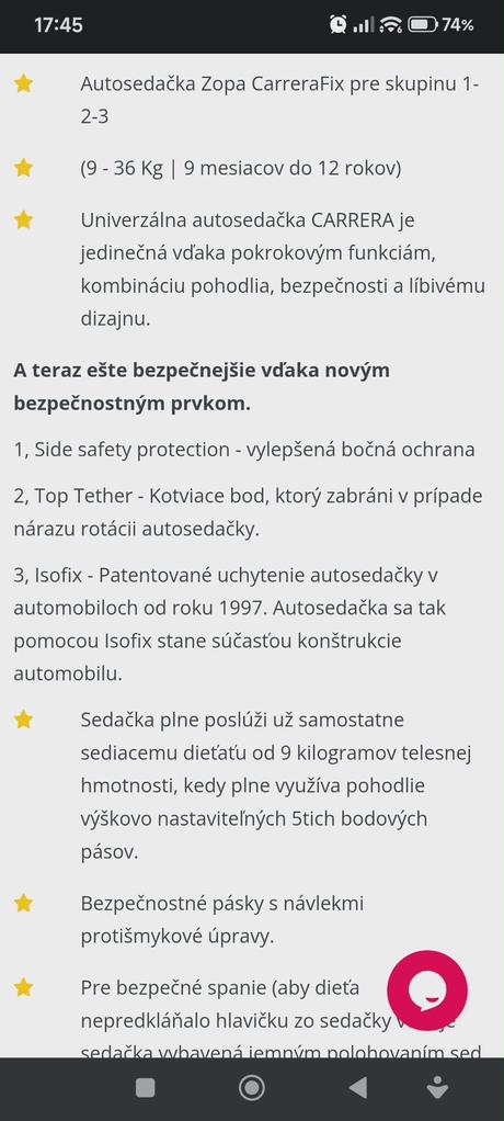 Autosedačka zopa carrera fix, zopa
