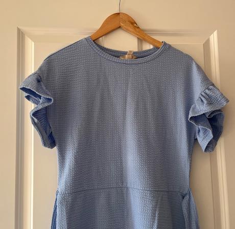 Bledomodré šaty s volánmi, h&m, xs/s, h&m,xs