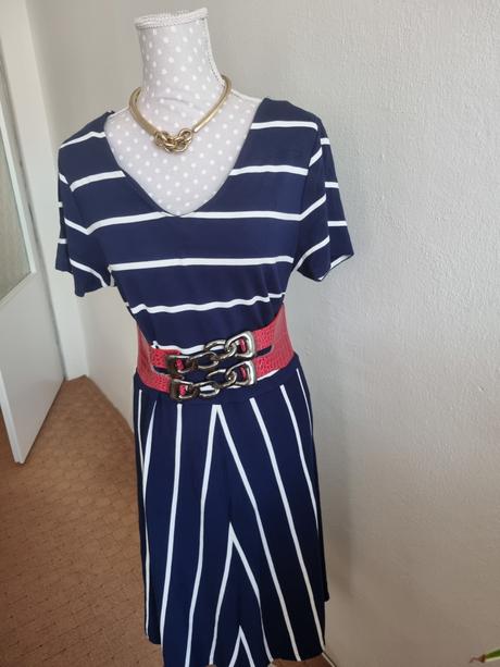 Modro biele šaty gant 40+opasok gratis, gant,40