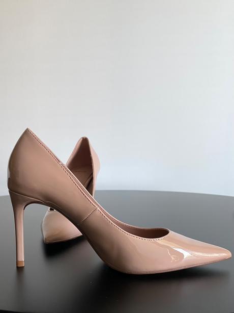 Špicaté ihličky lodičky béžové nude lakované 9 cm, mango,36