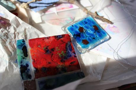 Umelecké sklo, mini obrázky, do interieru, handmad,