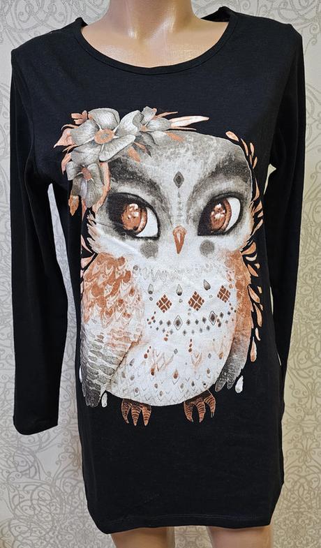 Predĺžené tričko so sovou, bonprix,38