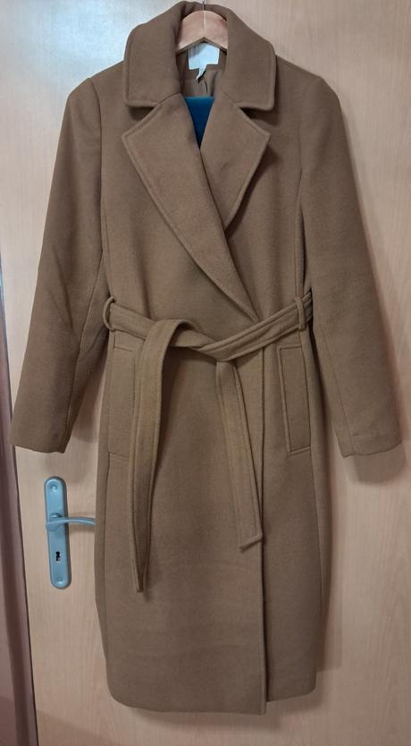 Hnedy teply dlhy kabat 40 h&m, h&m,40