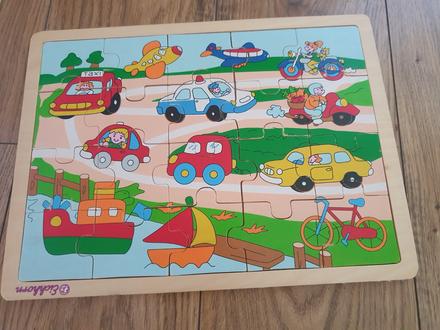 Drevené puzzle dopravné prostriedky, veľkosť a4+,