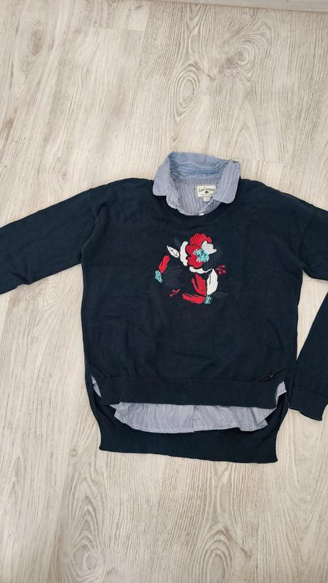 Košeľový modrý sveter s výšivkou, lee cooper, s, lee cooper,s