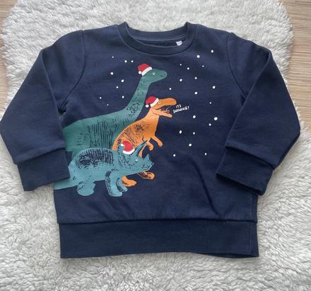 Tmavomodra mikina zimne dinosaury, c&a,98