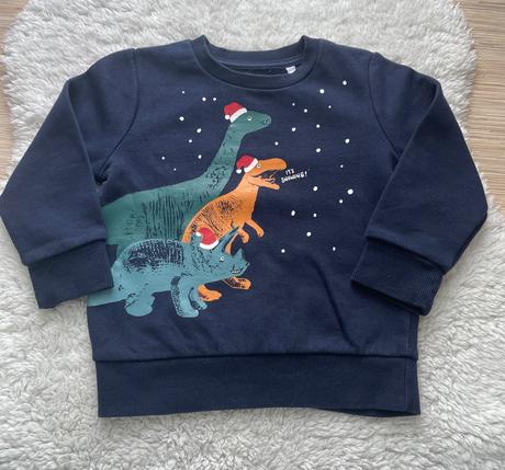 Tmavomodra mikina zimne dinosaury, c&a,98