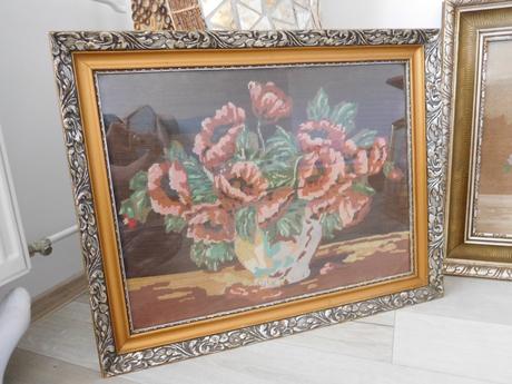 Obrazy vyšívané krížiková výšivka -v drevenom ráme, 