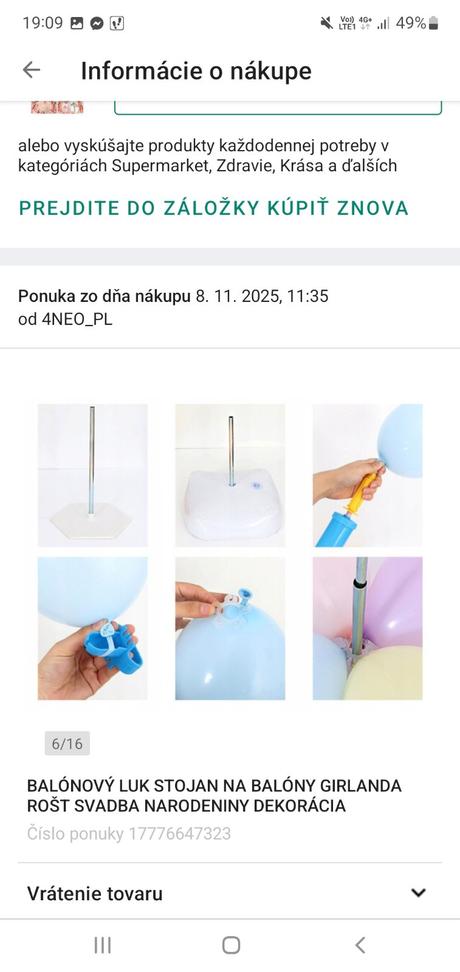 Stojan na balonovu girlandu výzdobu,