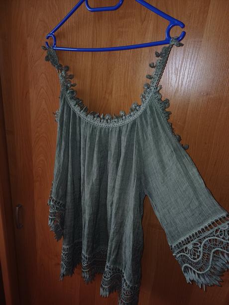 Damska olivová tunika s krajkou xxl, xxl