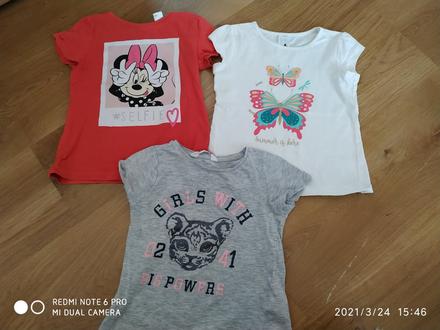 Dievčenské tričká, h&m,110