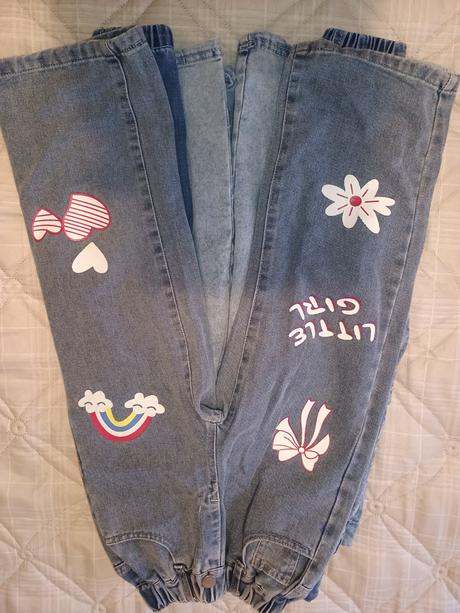 Nohavice 7ks + riflové bunda, h&m,110