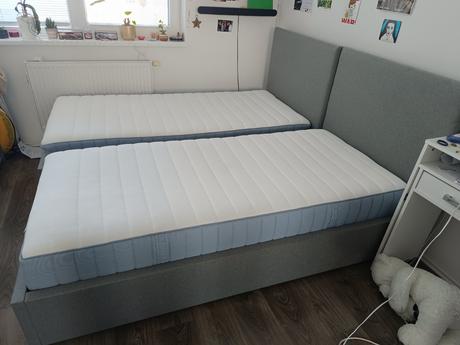2x čalúnená posteľ 90x200 +ikea matrac+rošt, šírka (cm): 90,dĺžka (cm): 200