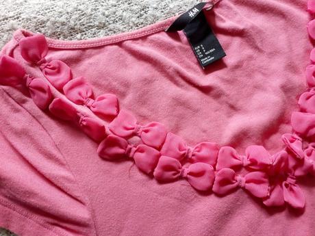 Ružové tričko s mašličkami, h&m,s