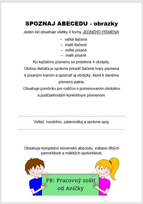 Spoznaj abecedu  - obrázky (pdf súbor), 