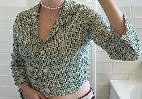 Zeleno - béžová vzorovaná blúzka, stradivarius, s, stradivarius,s